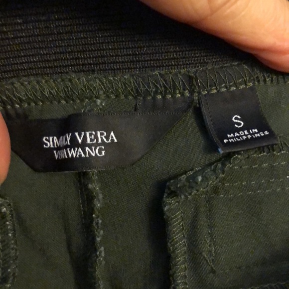 Simply Vera Pull On Stretch Pant Elastic Waist Army Green SZ S - Picture 6 of 8